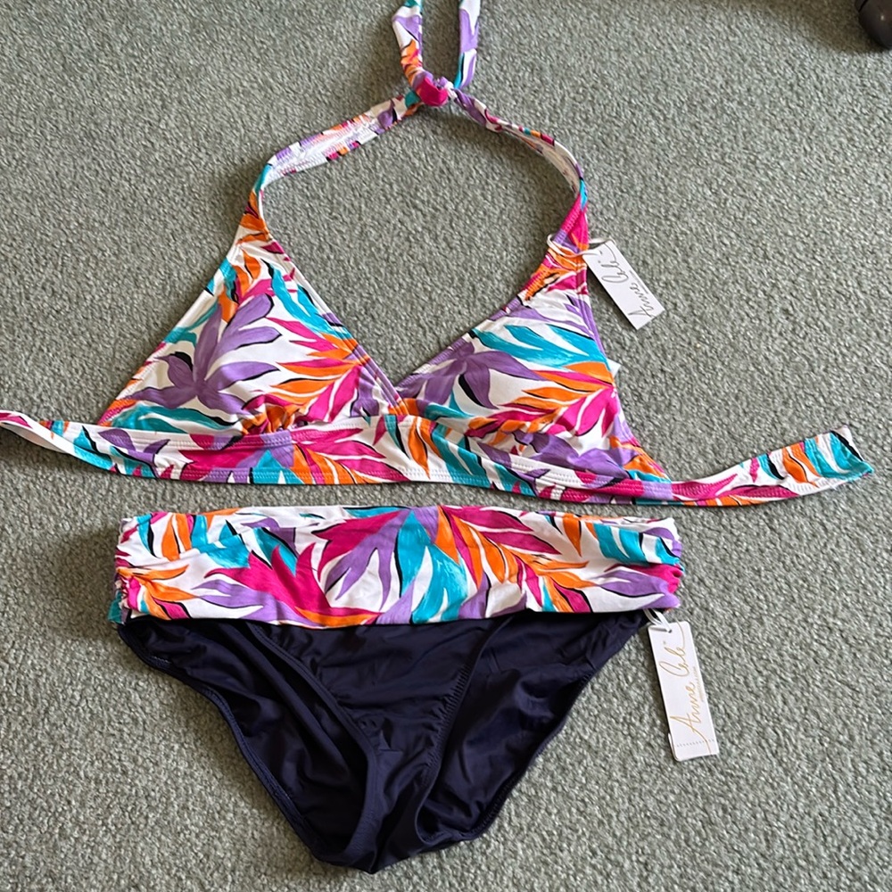 Anne Cole Multicolor Leaf Print Bikini